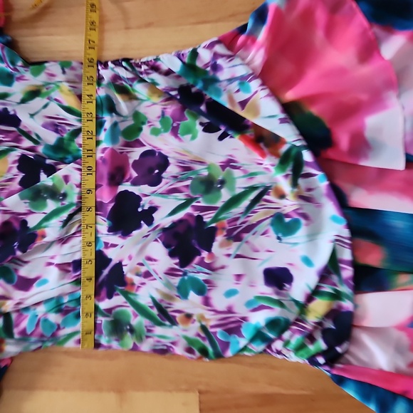 One33 Social Ruched Floral Print Crepe de Chine Dress Size 12 - Picture 9 of 12